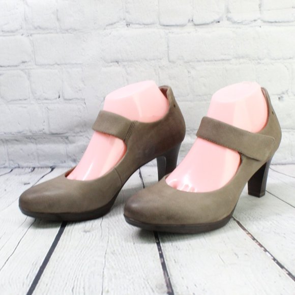 Tamaris Gray Leather Mary Jane Shoes Heels Pumps Shoes Size 39 US 9 - Picture 2 of 9